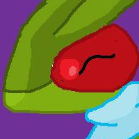 A flygon with a light blue scarf, looking happy