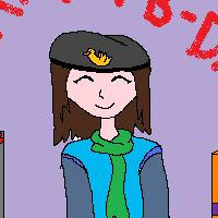 A browned haired person celebrating a birthday, with various gift boxes on a table