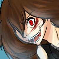An original bleach character with brown hair and red eyes, there is blood on her face