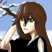 An original bleach character with brown hair and green eyes