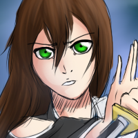 An original bleach character with brown hair, you can see part of the katana she is holding