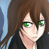A brown haired character with a subtle glow around her
