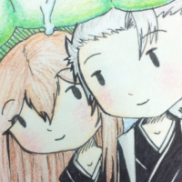 An original bleach character with brown hair, sitting next to Toshiro
