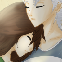 An original bleach character with brown hair and green eyes asleep alongside Toshiro