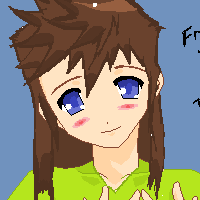 A drawing of a self insert with brown hair, making a heart emote with her fingers