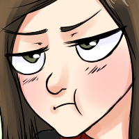 A light brown haired character with hazel eyes that is pouting