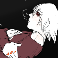 A white haired character who is looking exhausted