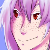 A white haired character who is smiling and looking off to the side