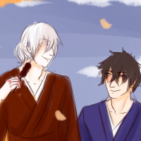 Two characters wearing kimonos
