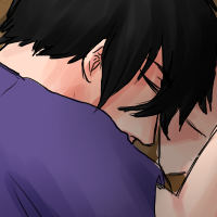 A black haired character sleeping