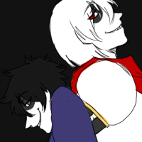 A white haired character and black haired character cosplaying as Sans and Papyrus from Undertale