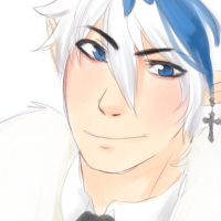 Dreadlord from Elsword, though he is wearing a fluffy coat instead of his standard outfit