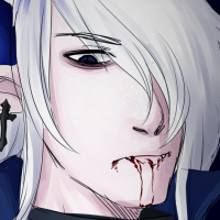 Demonio from Elsword, with blood coming out of his mouth