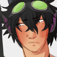 A black haired character with goggles and animal-like ears