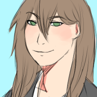 A brown haired character with green eyes, wearing the shinigami outfit from bleach
