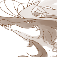 A Skydancer from Flight Rising, with a fancy hat with a feather and a wolf pelt decorating their mane and head