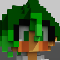 A gif of a 3d model made of tiny pixels