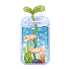 fishbowl in the shape of a soda can