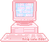 pink computer with text that says log off and get a life, with yes or no options